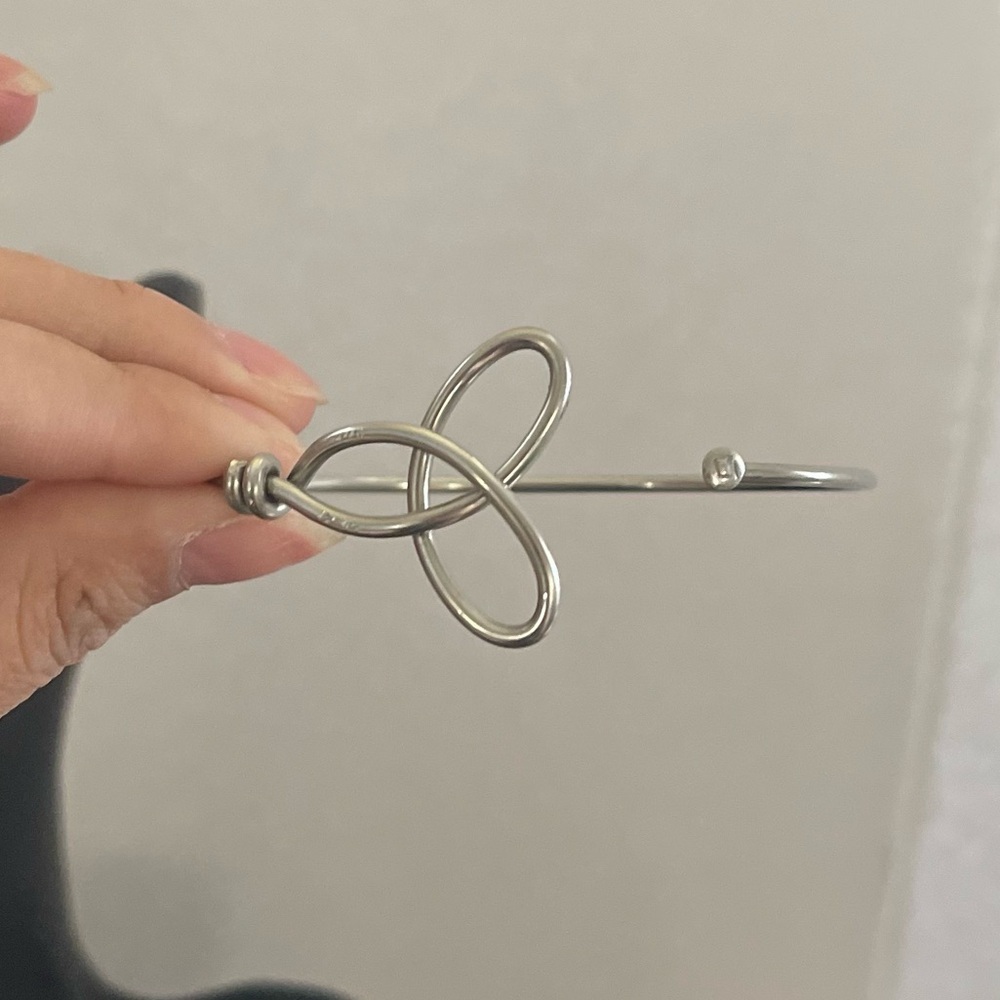 Silver Tone Trinity Bangle Bracelet - image 4